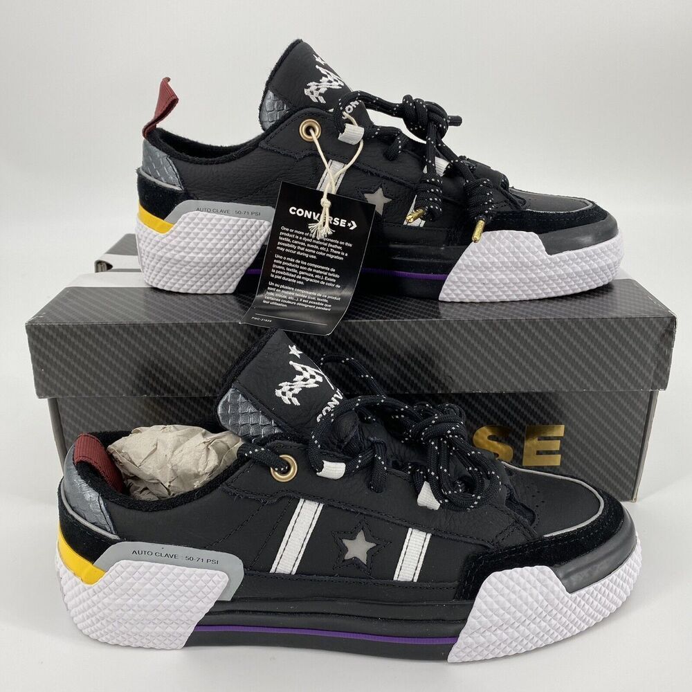 Converse One Star OX IBN Jasper Black White Yellow Athletic Shoe Sz M 7.5 W 9 - Picture 2 of 16